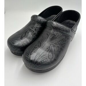Dansko Professional Clogs Nurse Shoes Womens Sz 43 US 11 Black Tooled Leather